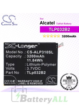 CS-ALP310SL For Alcatel Tablet Battery Model TLp032B2 / TLp032BD / TLp032C2