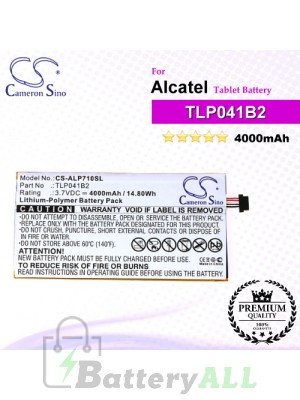 CS-ALP710SL For Alcatel Tablet Battery Model TLP041B2