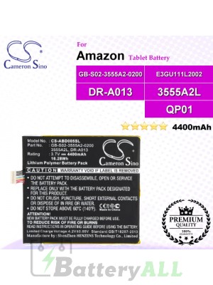 CS-ABD005SL For Amazon Tablet Battery Model 3555A2L / DR-A013 / E3GU111L2002 / GB-S02-3555A2-0200 / QP01