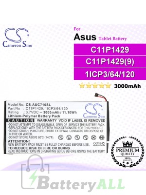 CS-AUC710SL For Asus Tablet Battery Model 0B200-01490000 / 1ICP3/64/120 / C11P1429 / C11P1429(9) / C11P191