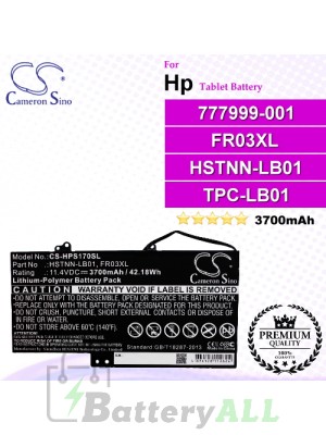 CS-HPS170SL For HP Tablet Battery Model 777999-001 / FR03XL / HSTNN-LB01 / TPC-LB01